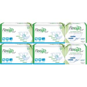 Flexi Life Yetişkin Hasta Bezi Bel Bantlı Tekstil Yüzeyli Orta 120 Adet+ Yatak Koruyucu Örtü 60 Adet