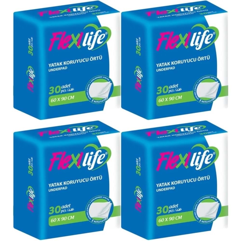 Flexi Life Kedi - Köpek - Evcil Haycan Çiş Tuvalet Eğitim Pedi 60*90CM 120 Adet (4PK*30)