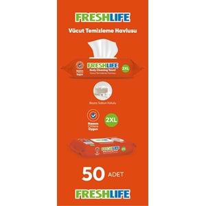 Freshlife Hasta Vücut Temizleme Islak Mendil Havlu 50 Yaprak XL (6 Lı Set)