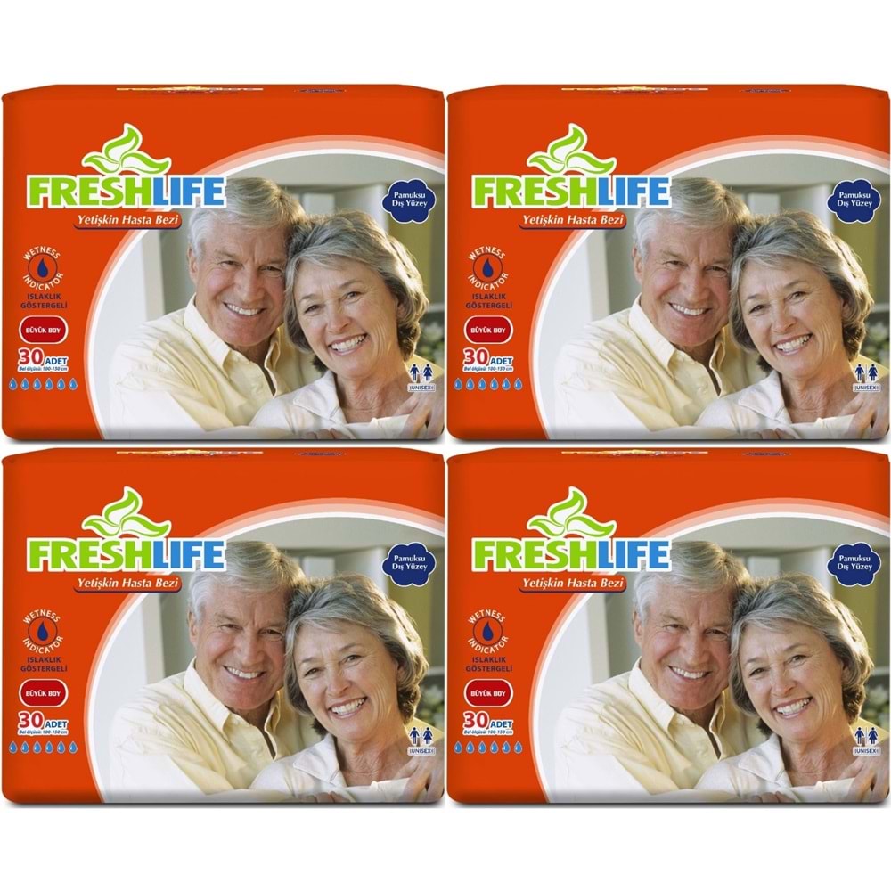 FreshLife Yetişkin Hasta Bezi Bel Bantlı L - Large - Büyük 120 Adet (4PK*30)