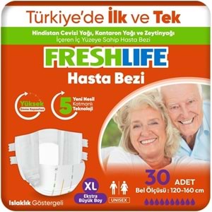 FreshLife Yetişkin Hasta Bezi Bel Bantlı XL - Ekstra Large - Extra Large 150 Adet (5PK*30)