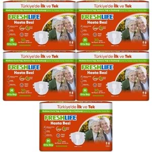 FreshLife Yetişkin Hasta Bezi Bantlı M - Medium - Orta 150 Adet (5PK*30)