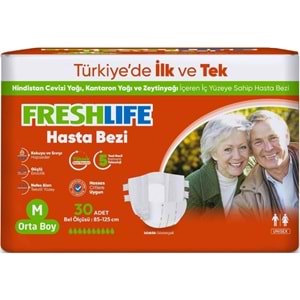 FreshLife Yetişkin Hasta Bezi Bantlı M - Medium - Orta 150 Adet (5PK*30)
