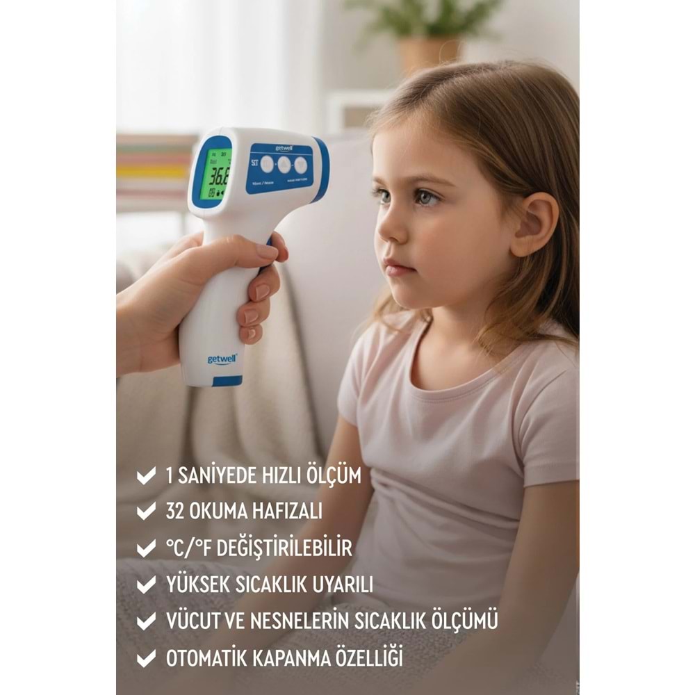 Getwell Ateş Ölçer Kızıl Ötesi Alından - Temassız - Uzaktan (Yetişkin & Bebek & Çocuk) (3 Lü Set)