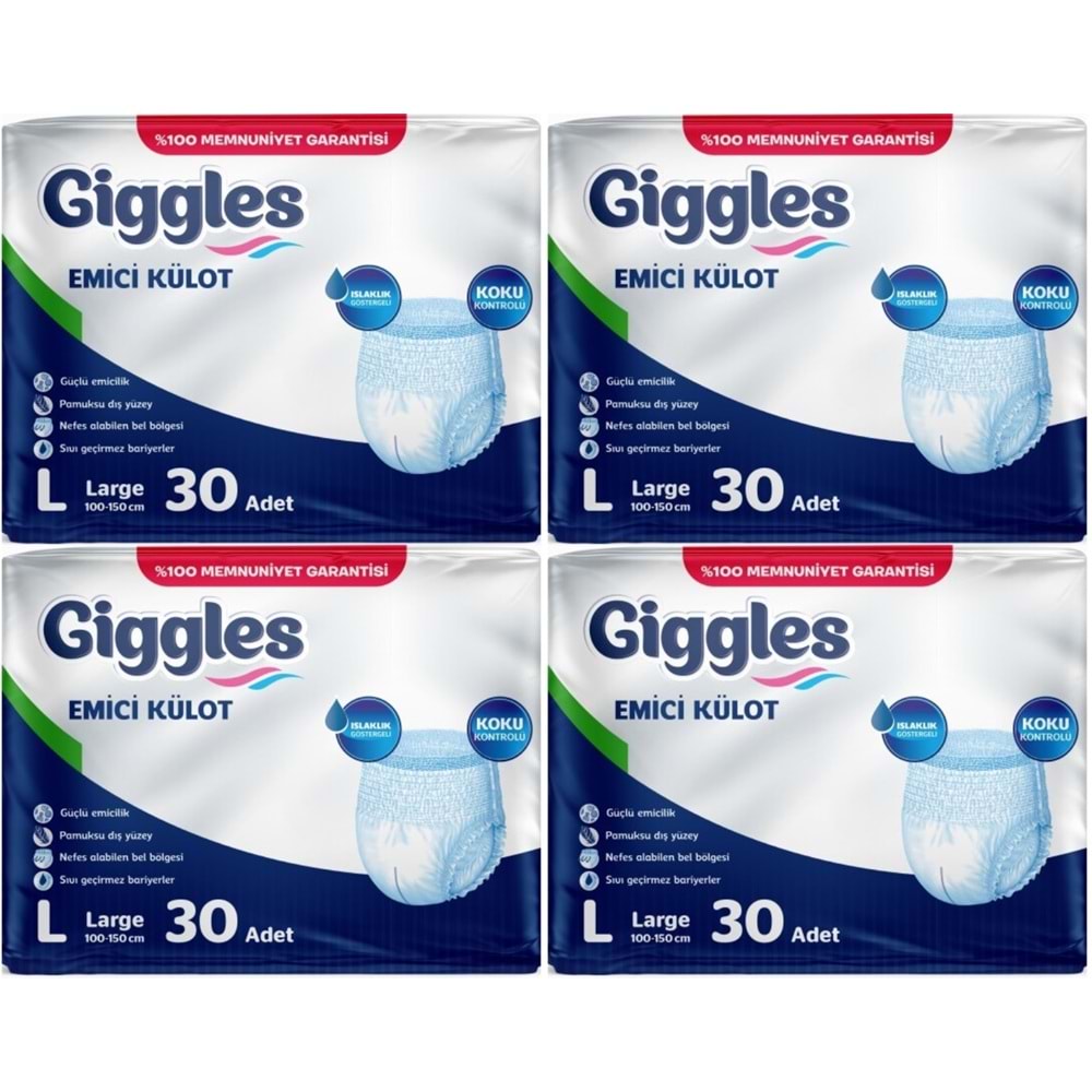 Giggles Yetişkin Bezi Emici Külot L-Büyük 120 Adet (4PK*30)