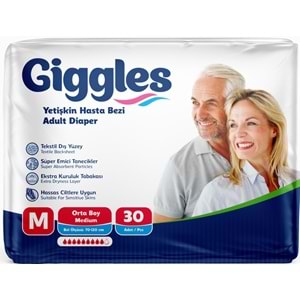 Giggles Yetişkin Bezi Bel Bantlı Tekstil Yüzey Orta - Medium (M) 360 Adet (12PK*30)