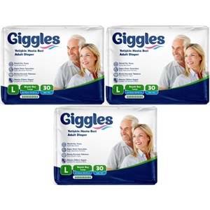 Giggles Yetişkin Bezi Bel Bantlı Tekstil Yüzey Büyük - Large (L) 90 Adet (3PK*30)