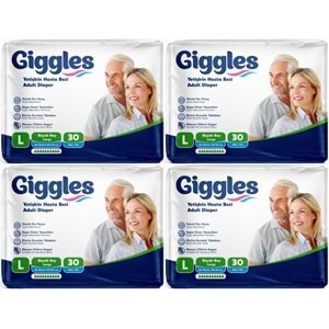 Giggles Yetişkin Bezi Bel Bantlı Tekstil Yüzey Büyük - Large (L) 120 Adet (4PK*30)