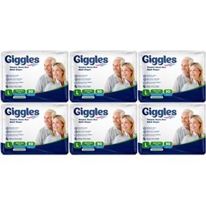Giggles Yetişkin Bezi Bel Bantlı Tekstil Yüzey Büyük - Large (L) 180 Adet (6PK*30)