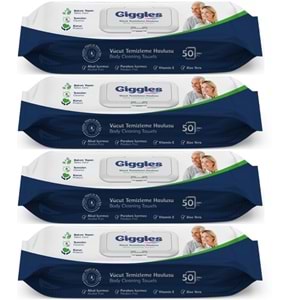 Giggles Yetişkin Vücut Temizleme Islak Mendil Havlu 200 Yaprak XL (Beyaz Sabun Kokulu) (4PK*50)