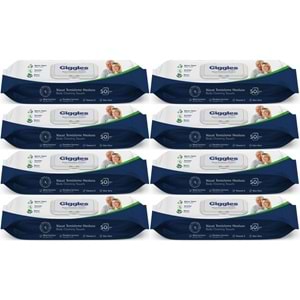 Giggles Yetişkin Vücut Temizleme Islak Mendil Havlu 400 Yaprak XL (Beyaz Sabun Kokulu) (8PK*50)
