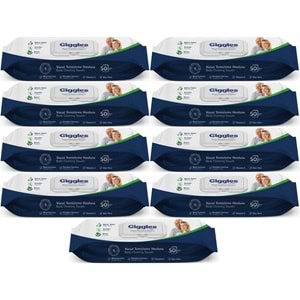 Giggles Yetişkin Vücut Temizleme Islak Mendil Havlu 450 Yaprak XL (Beyaz Sabun Kokulu) (9PK*50)