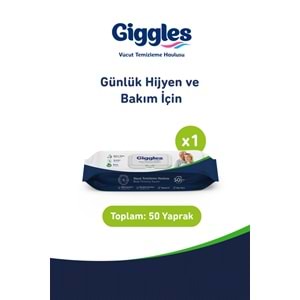 Giggles Yetişkin Vücut Temizleme Islak Mendil Havlu 600 Yaprak XL (Beyaz Sabun Kokulu) (12PK*50)