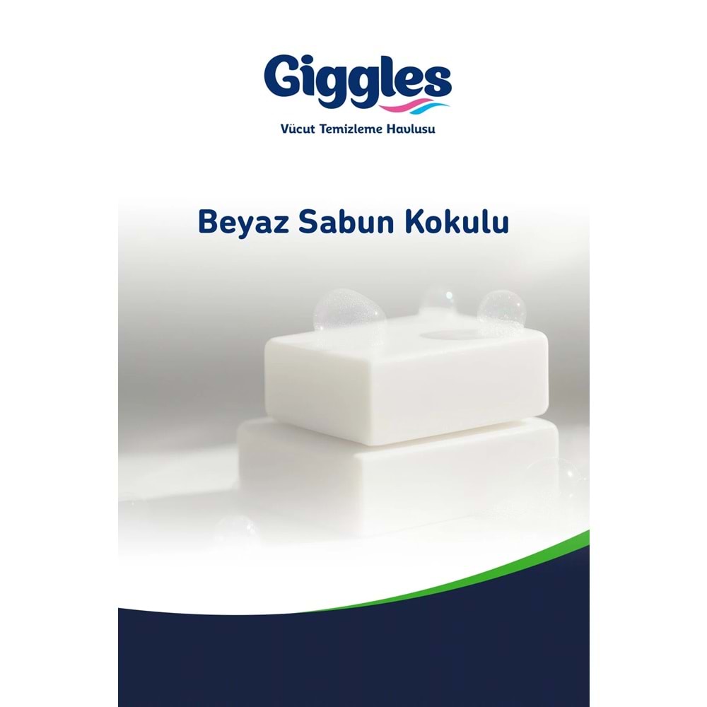 Giggles Yetişkin Vücut Temizleme Islak Mendil Havlu 600 Yaprak XL (Beyaz Sabun Kokulu) (12PK*50)