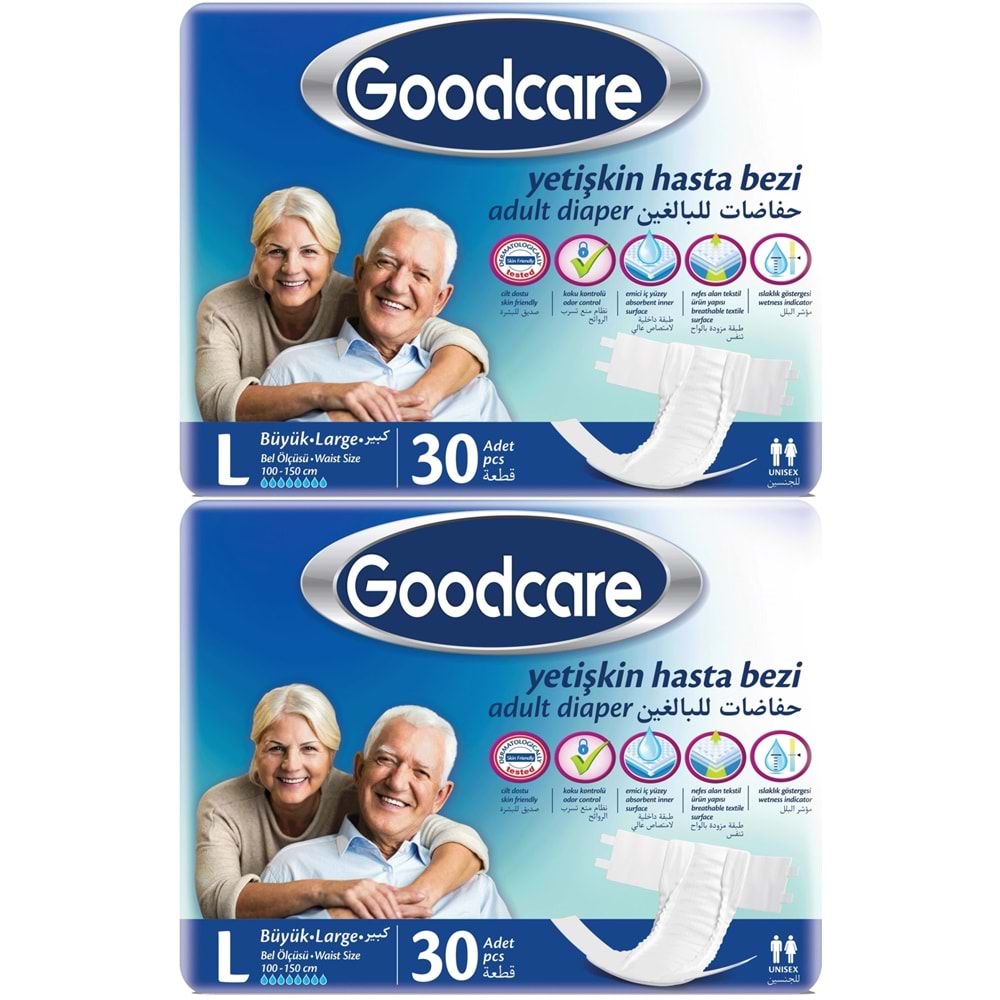 Goodcare Yetişkin Bezi Bel Bantlı Tekstil Yüzey L - Large - Büyük 60 Adet