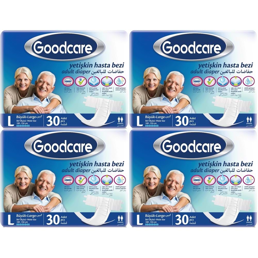 Goodcare Yetişkin Bezi Bel Bantlı Tekstil Yüzey L - Large - Büyük 120 Adet