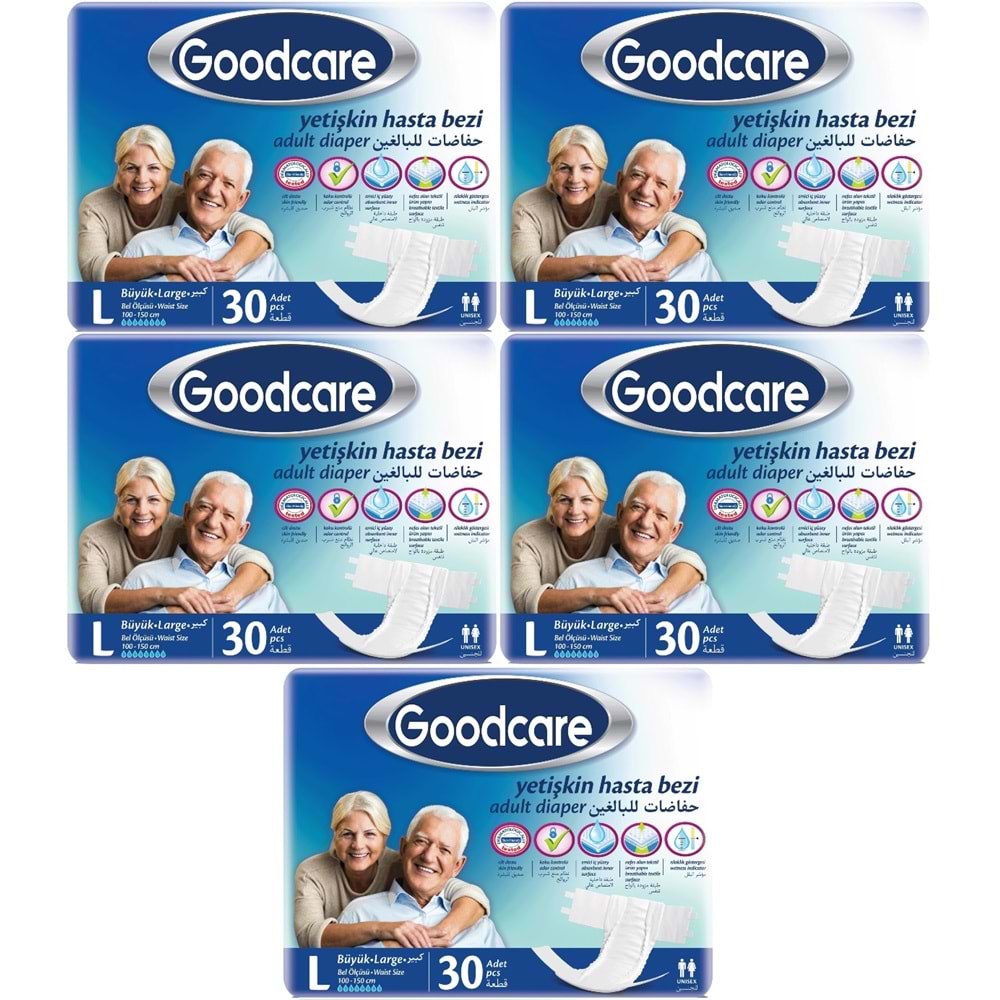 Goodcare Yetişkin Bezi Bel Bantlı Tekstil Yüzey L - Large - Büyük 150 Adet