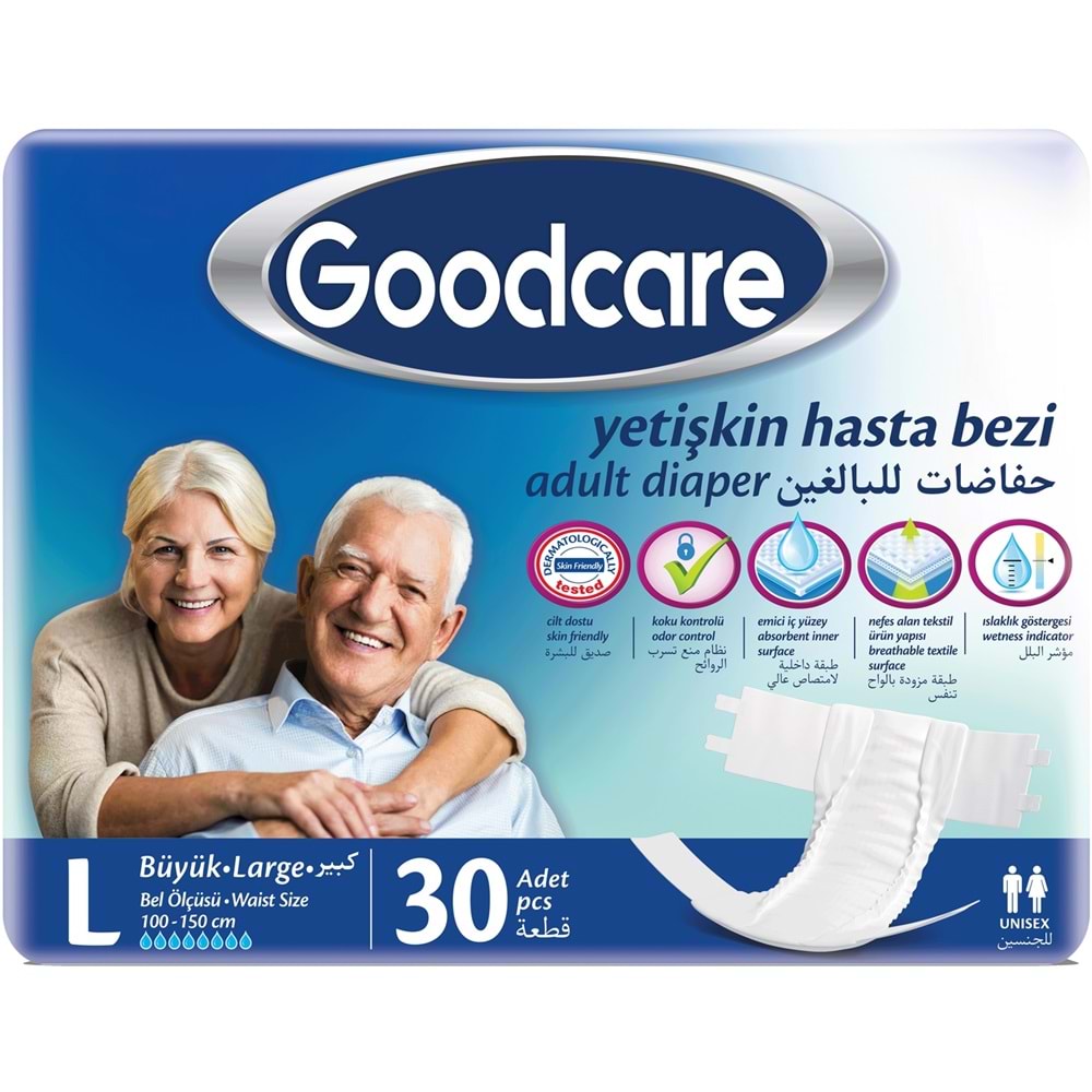 Goodcare Yetişkin Bezi Bel Bantlı Tekstil Yüzey L - Large - Büyük 180 Adet