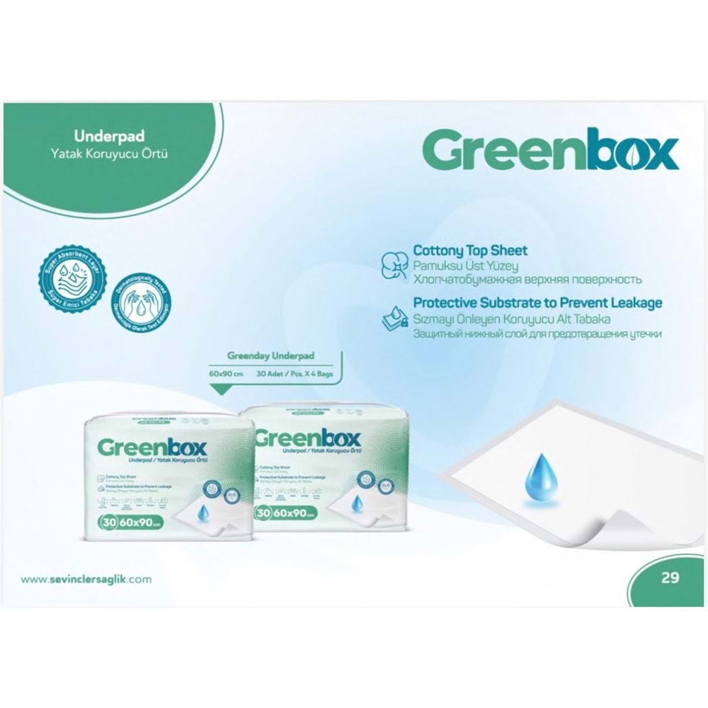Greenbox Yetişkin Yatak Koruyucu Alt Açma Örtü 60x90 CM Adet 120 Adet