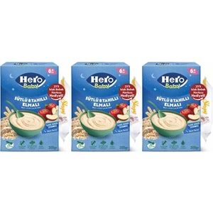 Hero Baby Kaşık Maması 200GR Gece Sütlü Elmalı 8 Tahıllı + Islak Mendil Hediye (3 Lü Set)