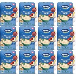 Hero Baby Kaşık Maması 200GR Gece Sütlü Elmalı 8 Tahıllı + Islak Mendil Hediye (12 Li Set)
