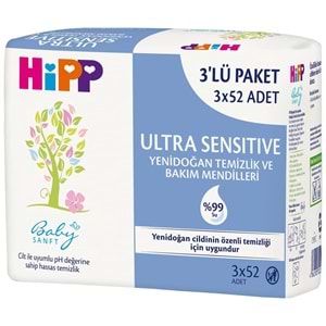 Hipp Baby Sanft Islak Havlu Mendil 52 Yaprak Ultra Sensitive Yenidoğan 18 Li Set (6PK*3) 936 Yaprak