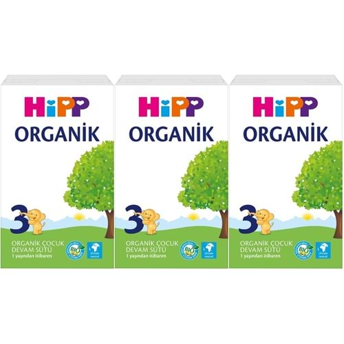 Hipp Organik Devam Sütü 600GR No:3 (1 Yaş ve Üzeri) (3 Lü Set)