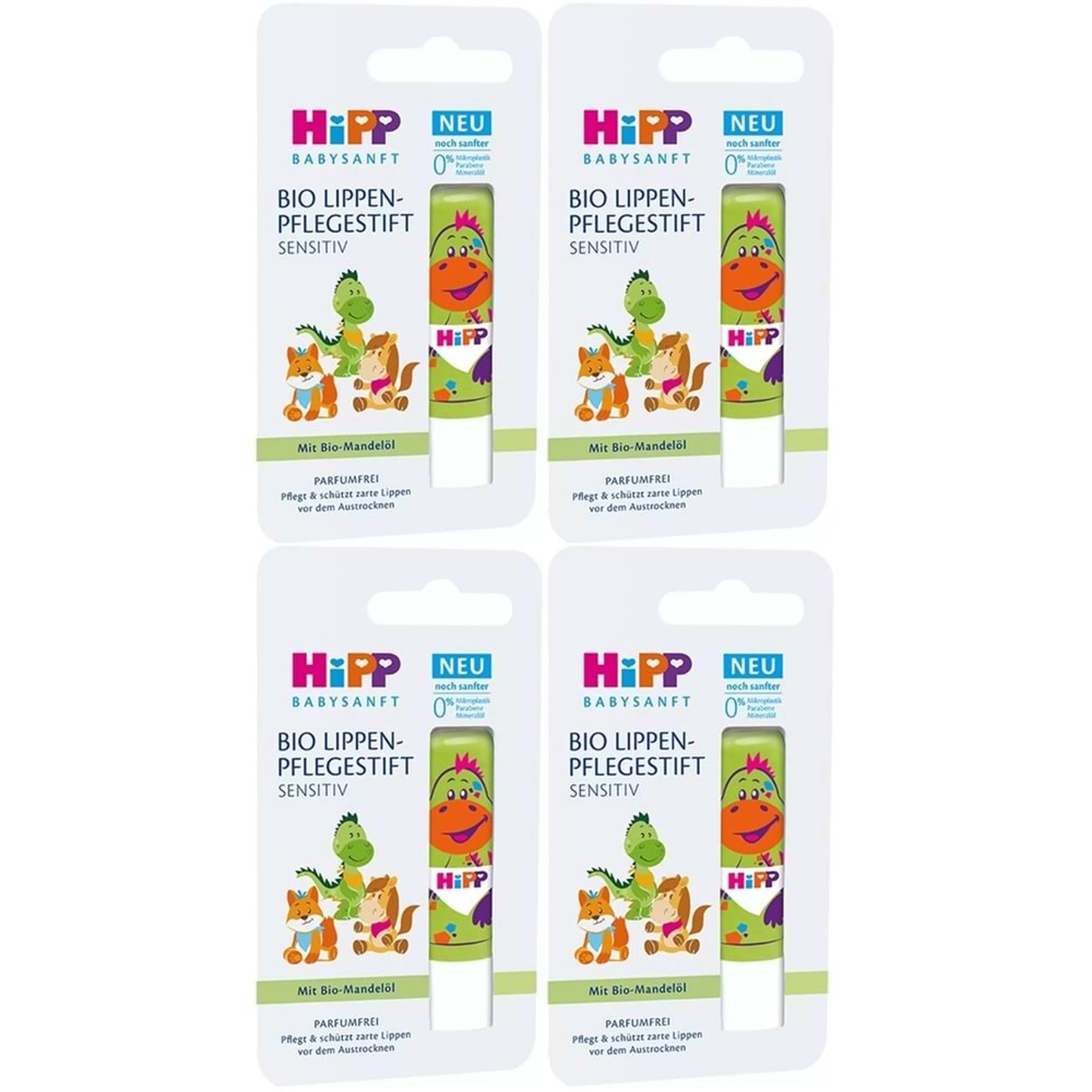 Hipp Babysanft Organik Dudak Nemlendiricisi Ultra Sensıtıv 4.8GR (Yeşil) (4 Lü Set)