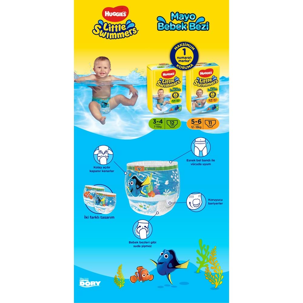 Huggıes Little Swımmers Mayo Bebek Bezi Karma Koli 3-4 ve 5-6 Beden 36 Paket (Standlı Koli)