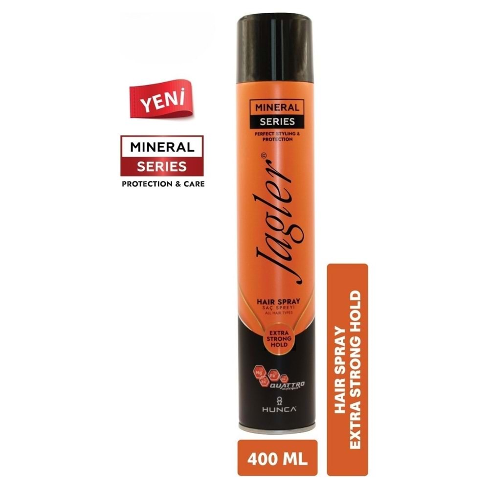 Jagler Saç Spreyi 400ML Extra Strong Hold - Ekstra Güçlü Tutuş (Turuncu) (4 Lü Set)