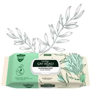 Komili Islak Havlu Mendil 50 Yaprak (36 Lı Set) Çay Ağacı Serisi Antibakteriyel (1800 Yaprak)