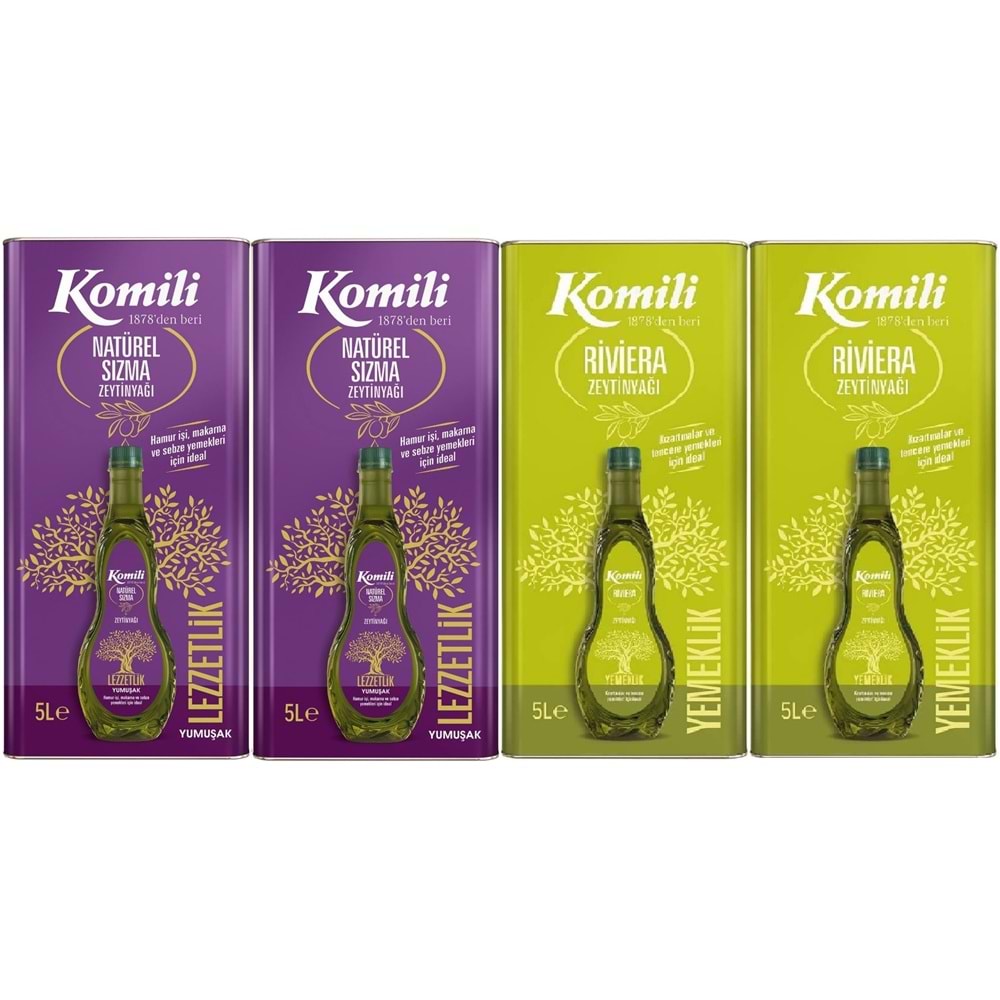 Komili Zeytinyağı 20LT Natural Ege Sızması / Riviera (Teneke) (4PK*5LT)