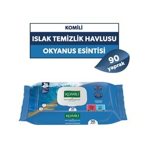 Komili Islak Havlu Mendil 90 Yaprak Okyanus Esintisi (18 Li Set) Pratik Kapaklı (1080 Yaprak)