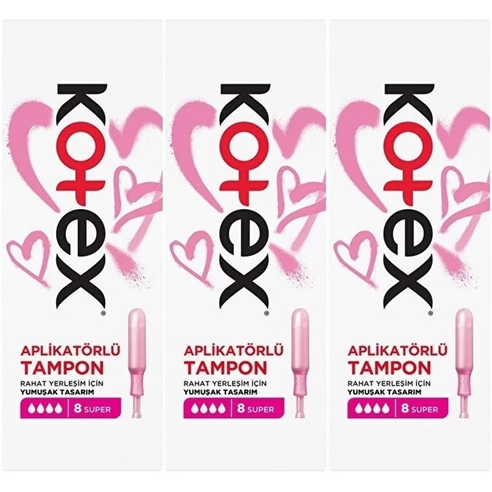 Kotex Aplikatörlü Tampon Süper 24 Lü Set (3PK*8)