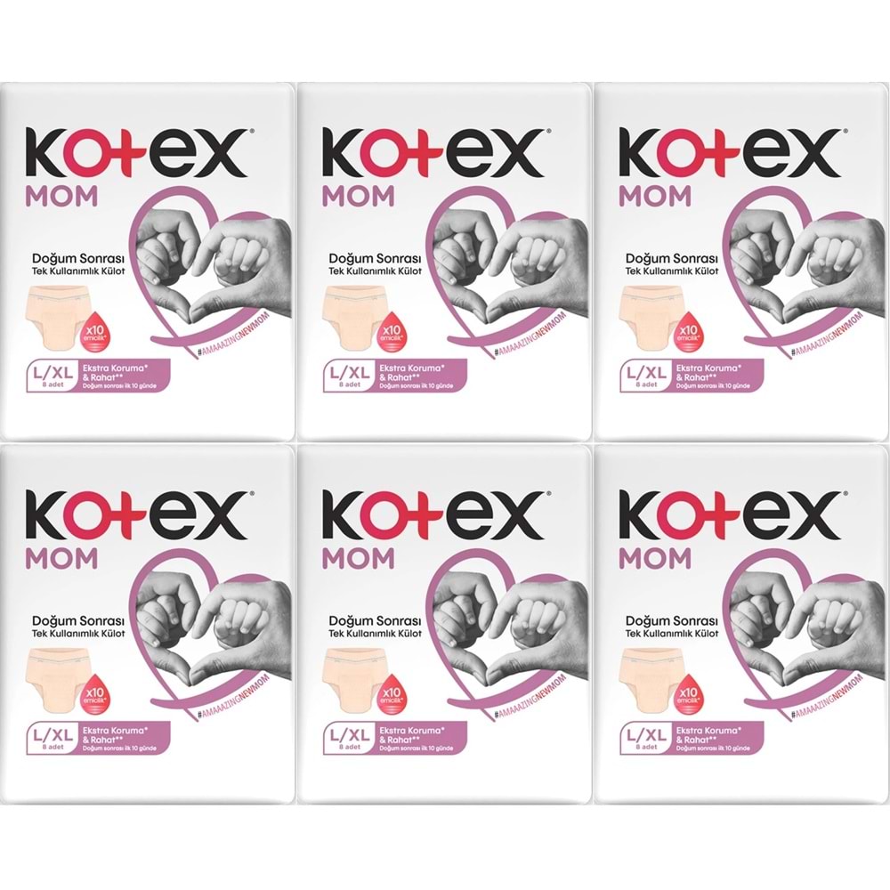 Kotex Mom Lohusa Külodu - Külot Bez L - Large - Büyük / XL - Extra Large - 48 Li Set (6PK*8)