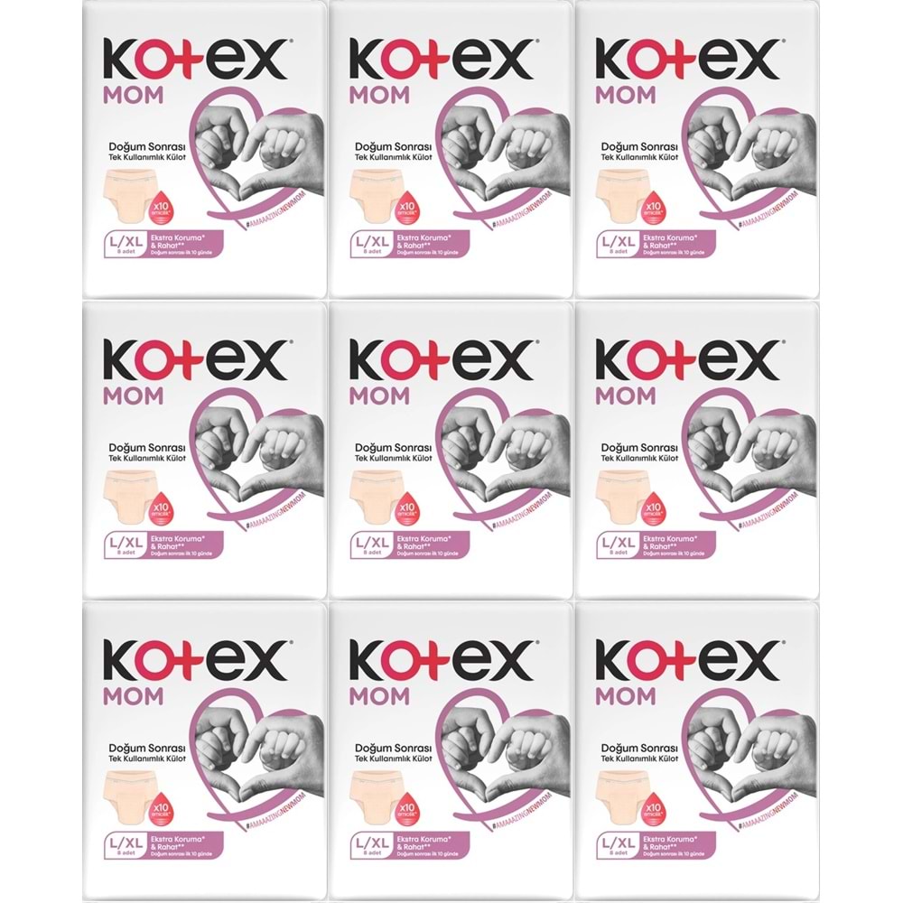 Kotex Mom Lohusa Külodu - Külot Bez L - Large - Büyük / XL - Extra Large - 72 Li Set (9PK*8)