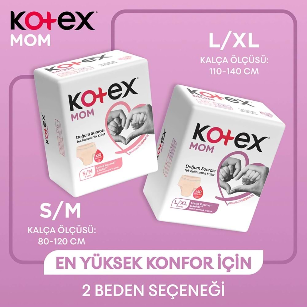 Kotex Mom Lohusa Külodu - Külot Bez L - Large - Büyük / XL - Extra Large - 72 Li Set (9PK*8)
