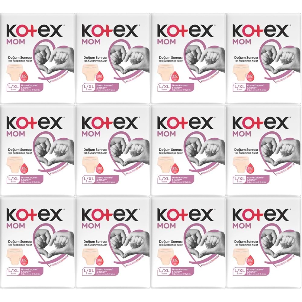 Kotex Mom Lohusa Külodu - Külot Bez L - Large - Büyük / XL - Extra Large - 96 Lı Set (12PK*8)