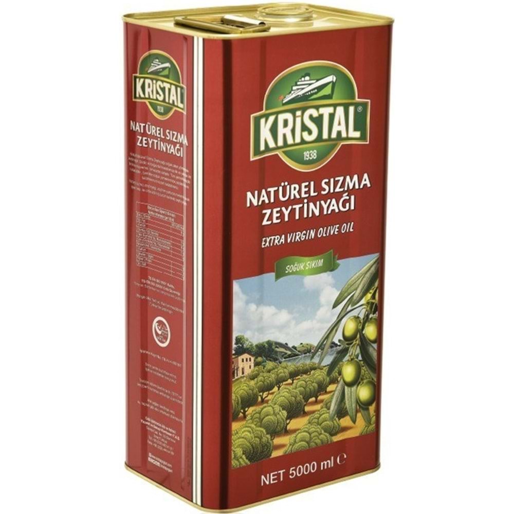 Kristal Zeytinyağı 10LT Natürel Sızma Soğuk Sıkım / Riviera (Teneke) (2PK*5LT)