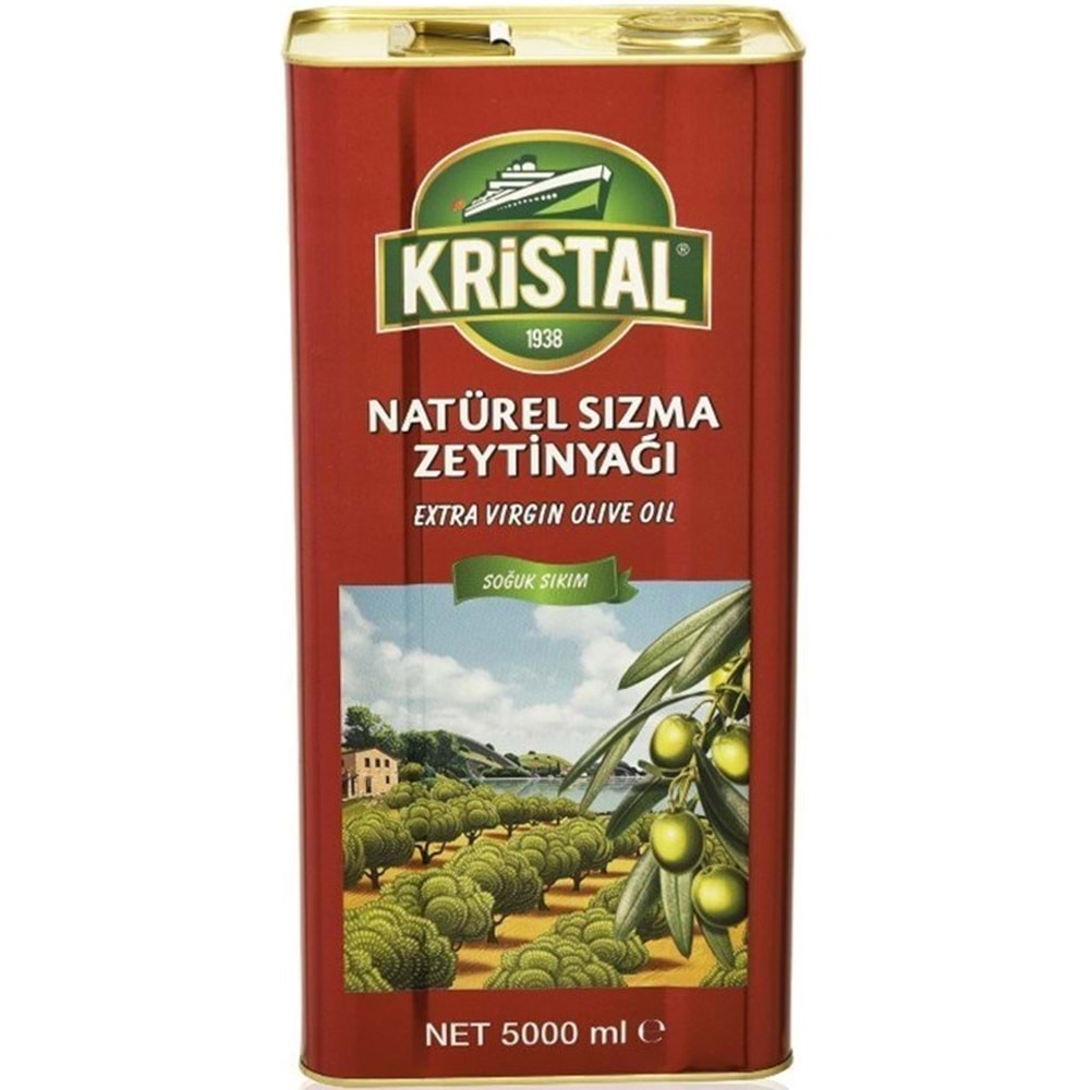 Kristal Zeytinyağı 10LT Natürel Sızma Soğuk Sıkım / Riviera (Teneke) (2PK*5LT)