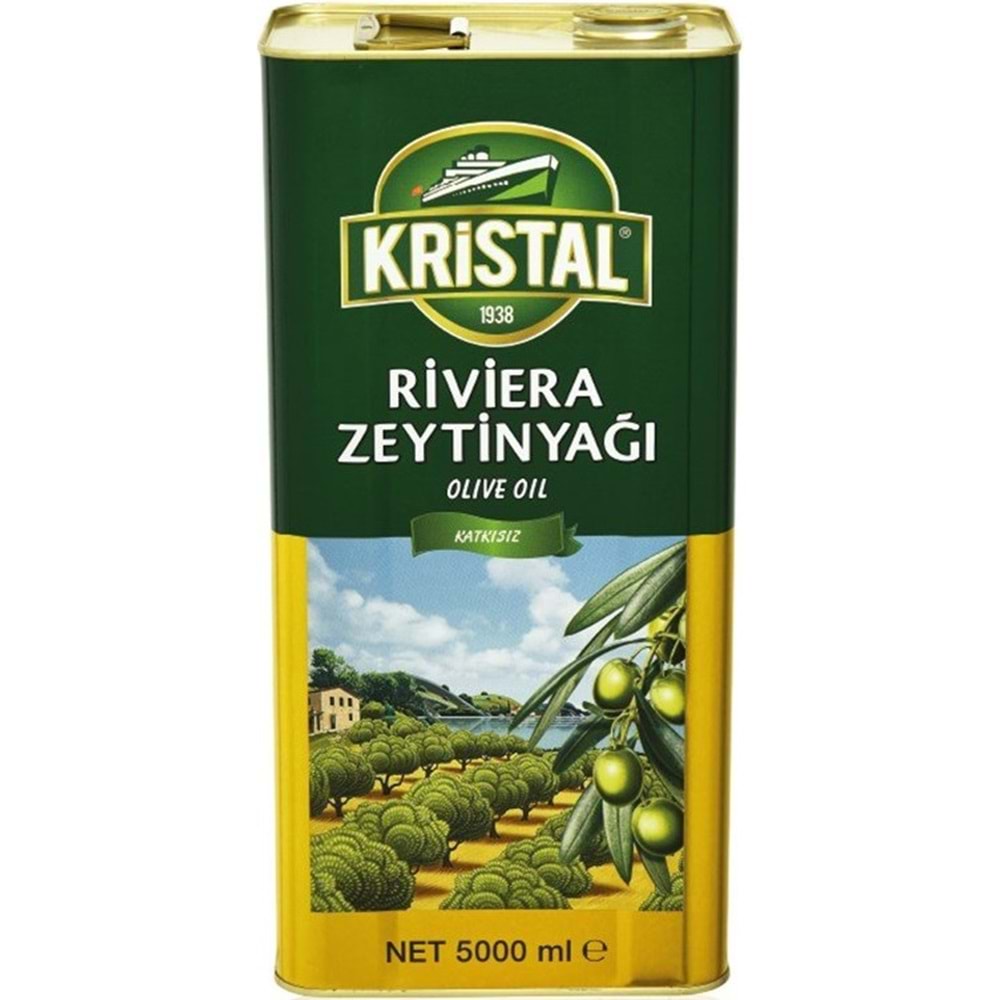 Kristal Zeytinyağı 10LT Natürel Sızma Soğuk Sıkım / Riviera (Teneke) (2PK*5LT)