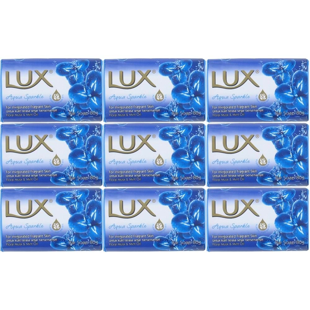 Lux Sabun 80GR Aqua Sparkle (Su Gibi Işıltı) (9 Lu Set)