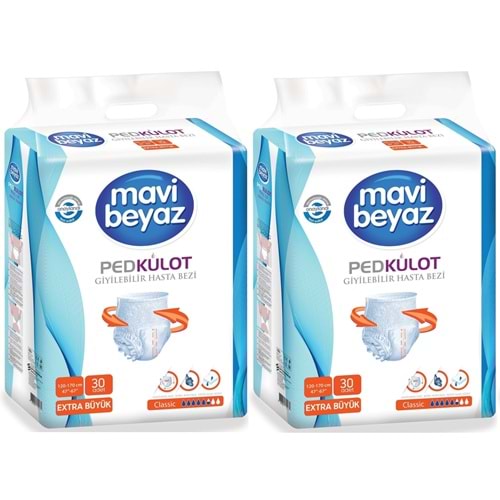 Mavi Beyaz Ped Emici Külot Yetişkin Bezi XL - Extra Large - Ekstra Büyük 60 Adet