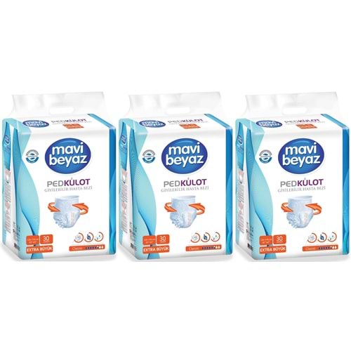Mavi Beyaz Ped Emici Külot Yetişkin Bezi XL - Extra Large - Ekstra Büyük 90 Adet