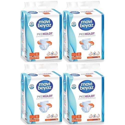 Mavi Beyaz Ped Emici Külot Yetişkin Bezi XL - Extra Large - Ekstra Büyük 120 Adet
