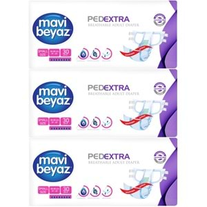 Mavi Beyaz Ped Ekstra Tekstil Yüzeyli Bel Bantlı Yetişkin Bezi S - Small - Küçük 90 Adet