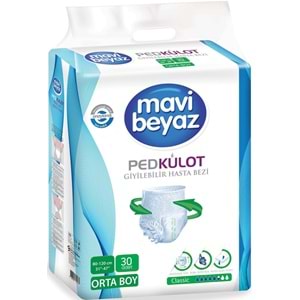 Mavi Beyaz Ped Emici Külot Yetişkin Bezi M - Medium - Orta 270 Adet