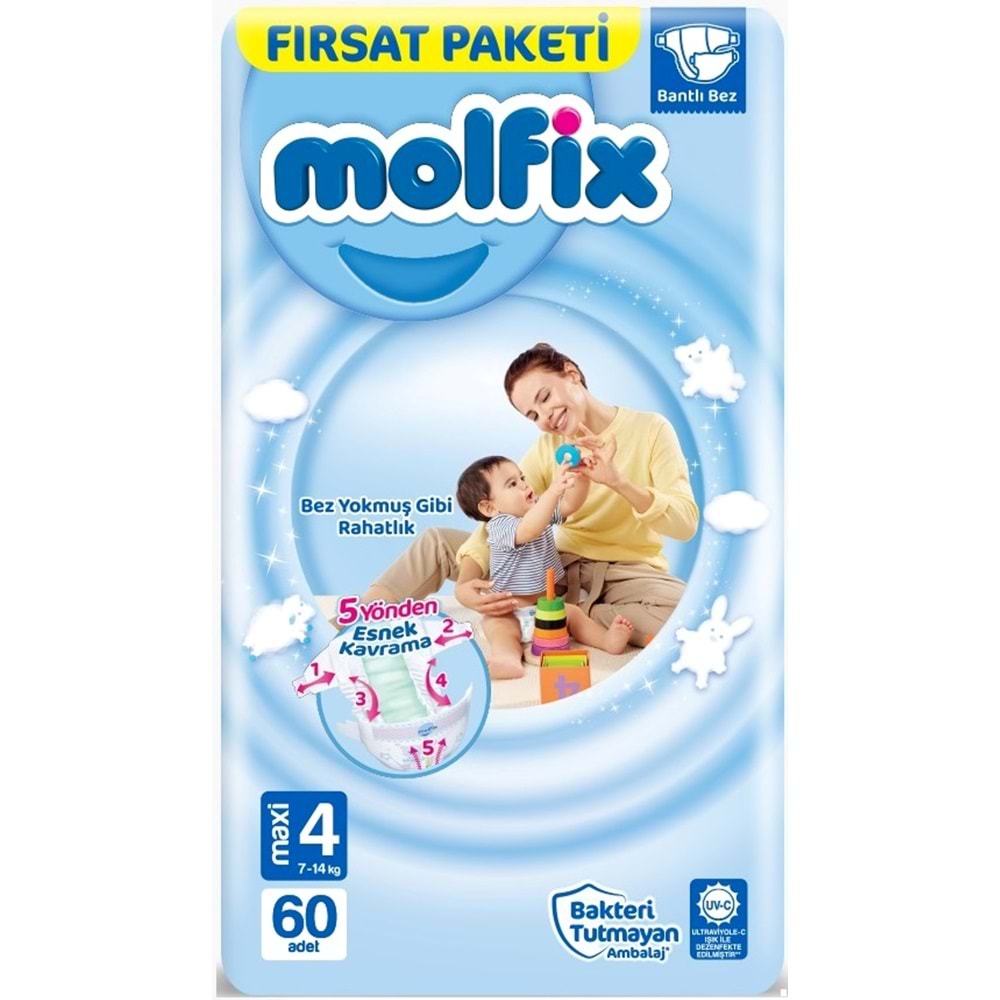 Molfix Bebek Bezi 4 Beden 7-14 KG Maxi 310 Adet Mega Fırsat Pk
