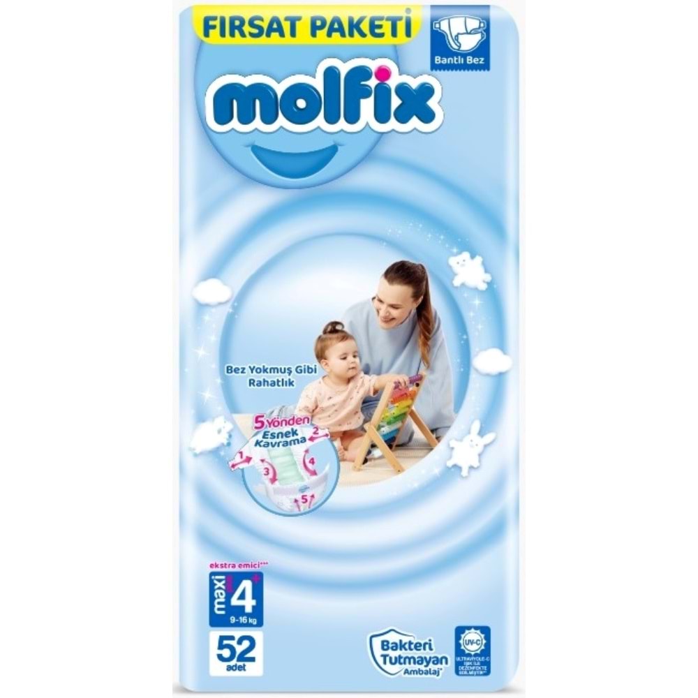 Molfix Bebek Bezi Beden:4+ (9-20Kg) Maxi Plus 312 Adet Ekstra Fırsat Pk