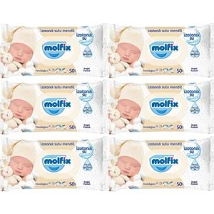 Molfix Islak Havlu Mendil İzotonik Yeni Doğan 6 Lı Set 50 Yaprak Pamuklu Plastik Kapaklı